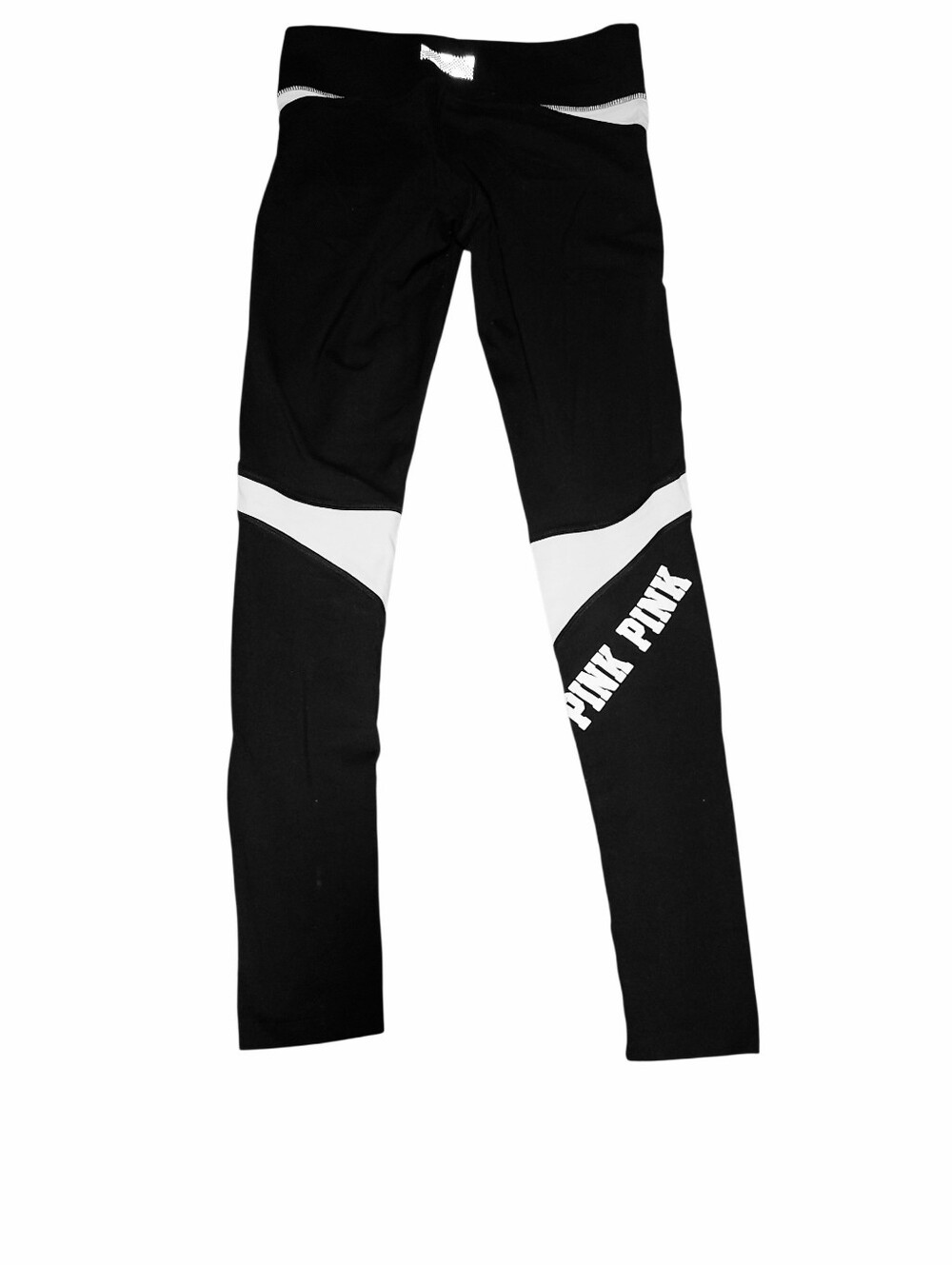Victoria's Secret PINK Black and White Logo Athletic Leggings SIZE S